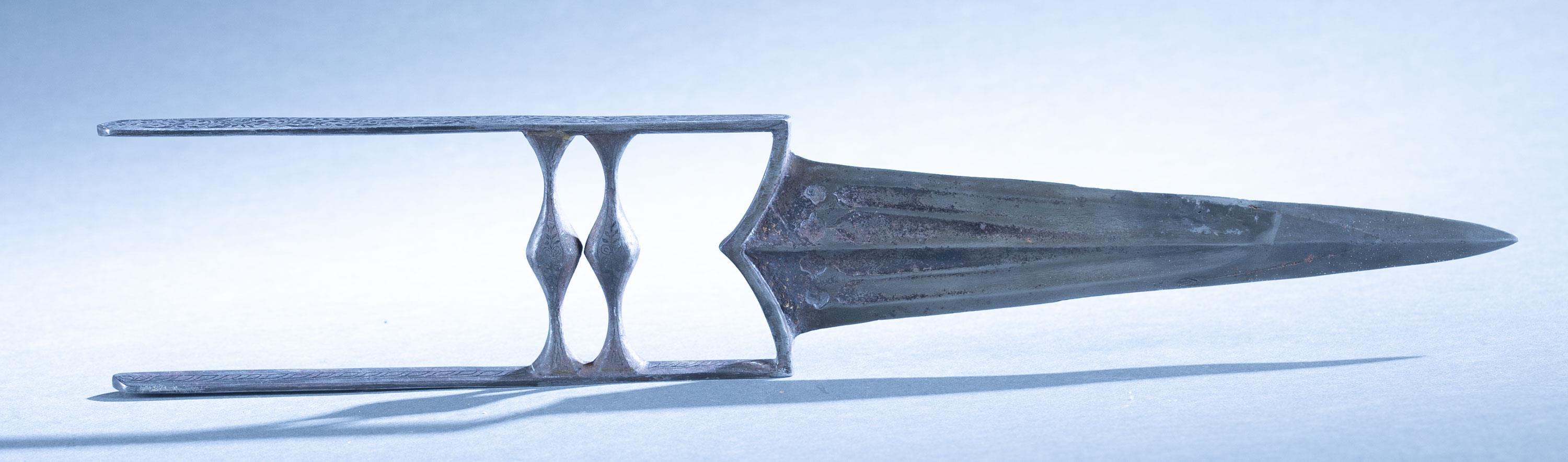 Indian silver damascened Katar dagger