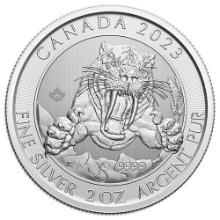 2023 Canada 2 Oz. Silver Smilodon--Sabre-Toothed Tiger BU