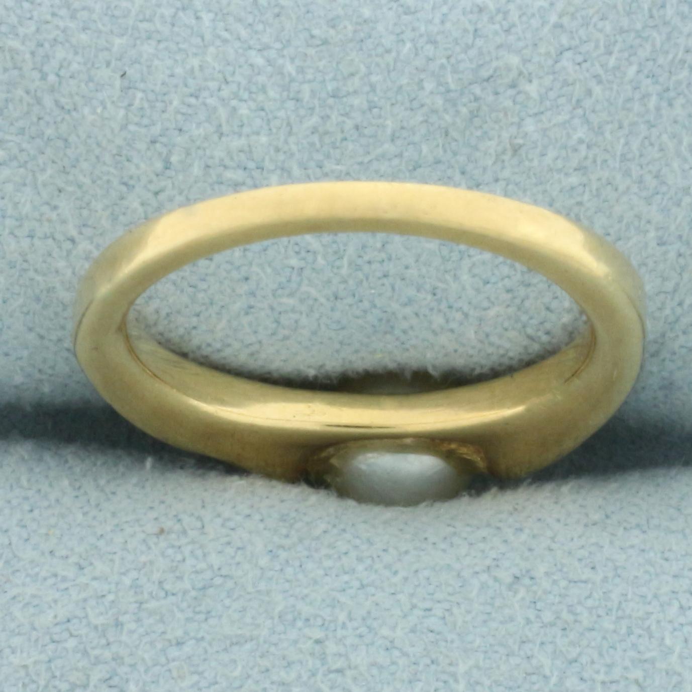 Vintage Cultured Akoya Pearl Ring In 14k Yellow Gold