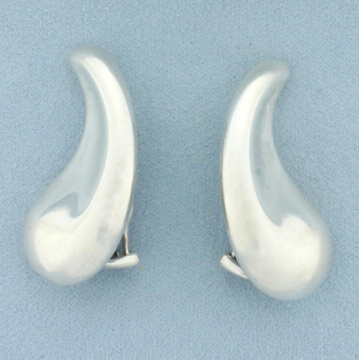 Tiffany And Co. Elsa Peretti Extra Large Oversized Teardrop Sterling Silver Clip On Earrings