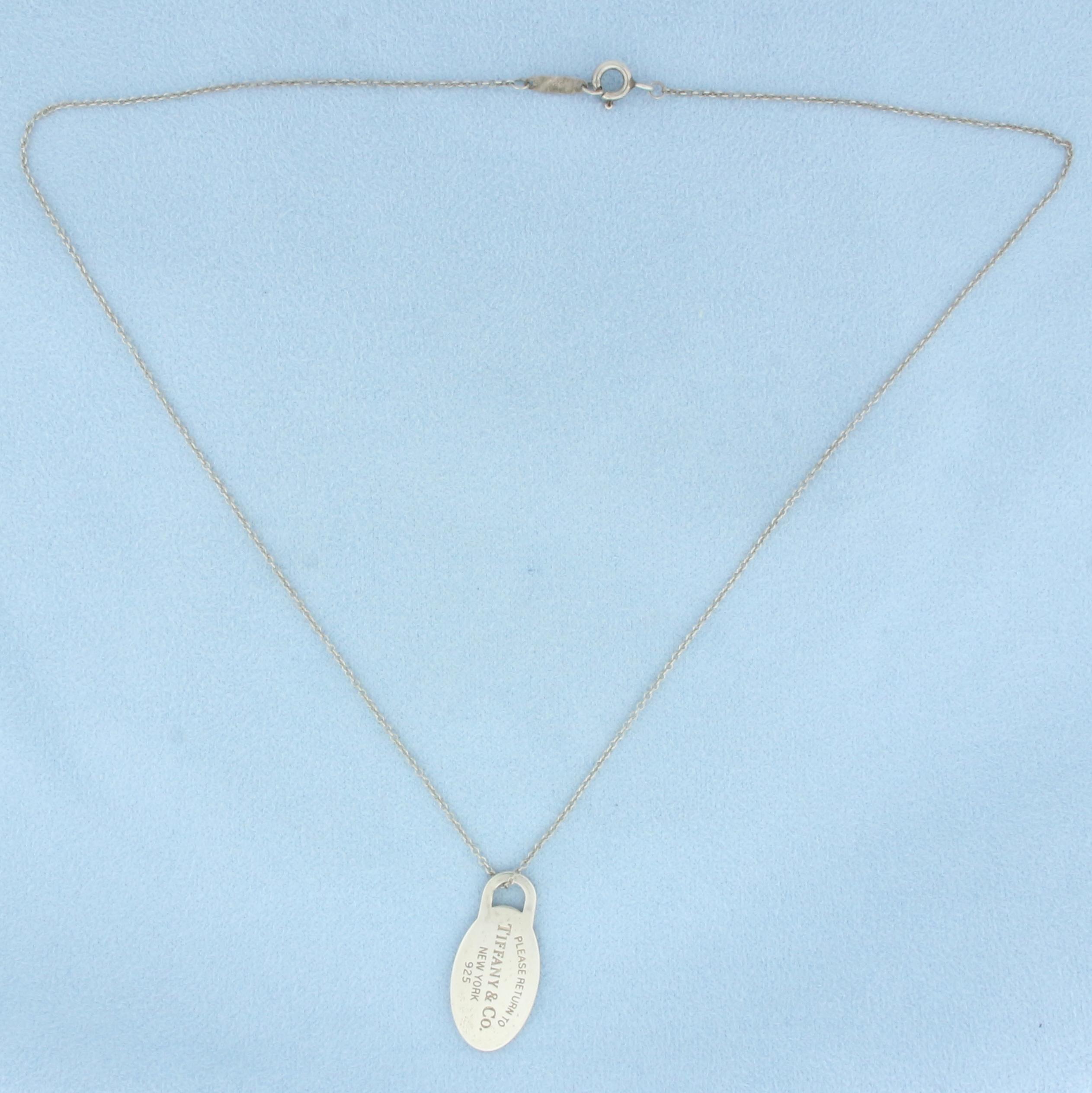 Tiffany And Co. Oval Return To Tiffany Dog Tag Necklace In Sterling Silver