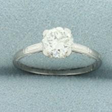 Antique Old European Cut Diamond Solitaire Ring In Platinum