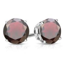 8mm Round Cut Garnet 4.4ctw Stud Earrings In Sterling Silver