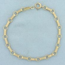 Vintage Watch Chain Link Bracelet In 14k Yellow Gold