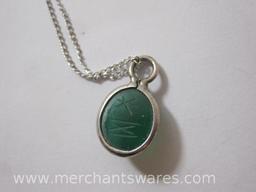 Sterling Silver Chain with Scarab Pendant, Pendant is not marked