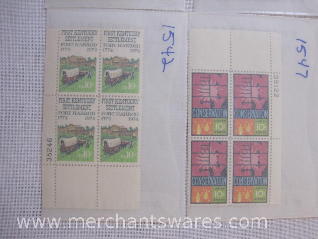 Twelve Blocks of US Postage Stamps including 10c World Peace Through Law (1576), 10c International