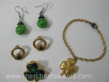 Irish Themed Jewelry, Earrings, Pin and Bracelet