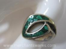 Heavy Silver Ring with Mosaic Inlay