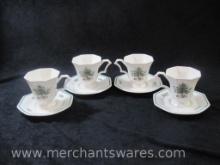 Set of Four Nikko Christmastime Cups and Saucers, Japan, 3 lbs 3 oz