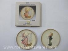 Two Hummel Goebel Miniature Plates, The Little Music Maker #743, 1983, and Little Homemakers #746,