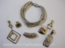 Assorted Gold and Silver Tone Pendants, Scarf Holder and More