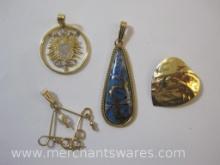 Gold Filled Wrapped Wire Pendant with Three Gold Tone Pendants