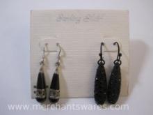 Two Pairs of Silver Earrings, Made in Thailand