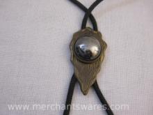 Jan Michaels San Francisco Brass Bolo Tie with Hematite Stone