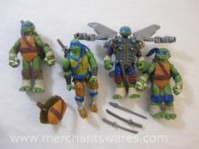 Four Leonardo Teenage Mutant Ninja Turtles Action Figures including 2012 Spyline Leonardo, 2015