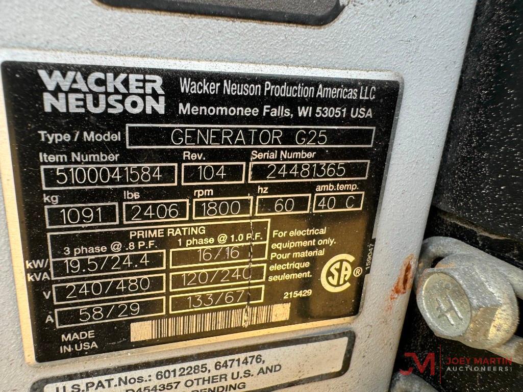 2019 WACKER NEUSON G25 TOWABLE GENERATOR