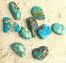 9 pc Turquoise Cabochons with Backing