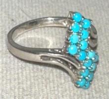 Sterling Silver Ring with Light blue turquoise gemstone size 8