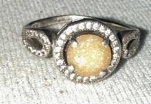Sterling Silver Ring with Yellow and White gemstones size 7
