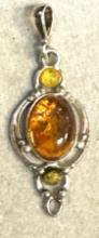 Sterling Silver Pendant with Baltic Amber gemstone