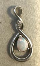 Sterling Silver Pendant with Fire Opal Gemstone