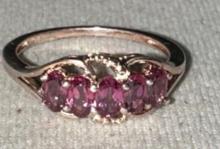 Sterling silver ring with Ruby gemstones size 10