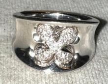 Sterling Silver Ring with White gemstones
