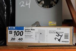 (1) 100 AMP Eaton 20 Space 40 Circuit Indoor Main Breaker. (1) Siemens Outdoor Circuit Meter