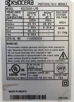 (10) KYOCERA 235W SOLAR PANELS