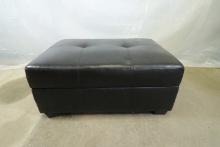 Black Leather Ottoman with Storage