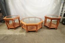 Glass Top Coffee Table with 2 End Tables