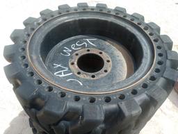 (4) Skid Steer Wheels w/Solid Rubber Tires 33 X 12-20