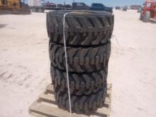 (4) Unused Skid Steer Wheels w/Caterpillar Tires 12-16.5