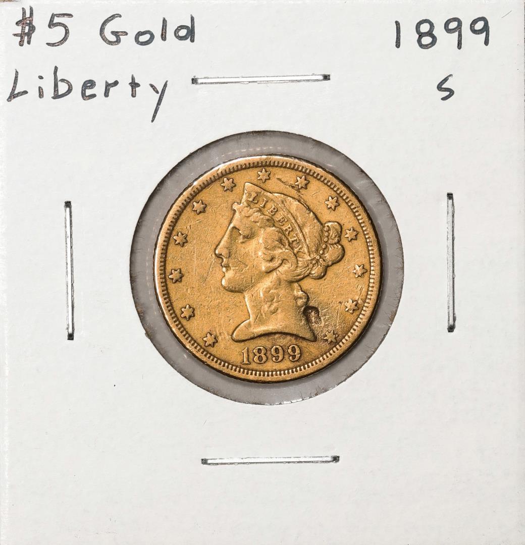 1899-S $5 Liberty Head Half Eagle Gold Coin