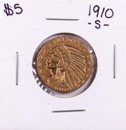 1910-S $5 Indian Head Half Eagle Gold Coin