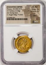 Byzantine Empire 602-610 AD Phocas AV Solidus Ancient Gold Coin NGC Ch AU