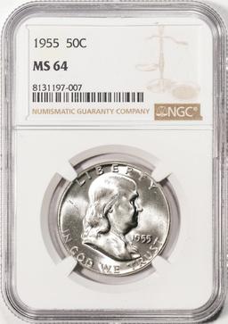 1955 Franklin Half Dollar Coin NGC MS64