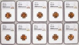 Lot of (10) 1939 Lincoln Wheat Cent Coins NGC MS67RD