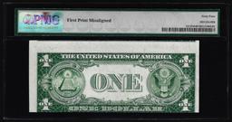 1935D $1 Silver Certificate Note Misalignment Error PMG Choice Uncirculated 64