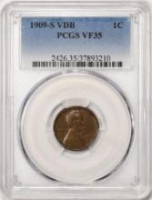 1909-S VDB Lincoln Wheat Cent Coin PCGS VF35