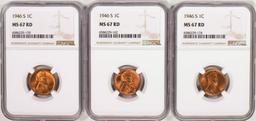 Lot of (3) 1946-S Lincoln Wheat Cent Coins NGC MS67RD