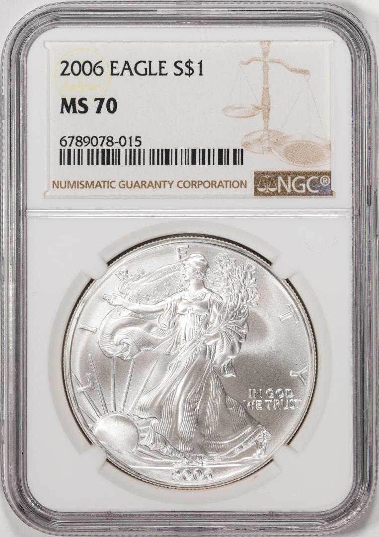 2006 $1 American Silver Eagle Coin NGC MS70