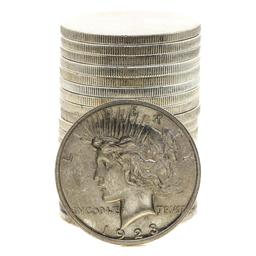 Roll of (20) Brilliant Uncirculated 1923 $1 Peace Silver Dollar Coins