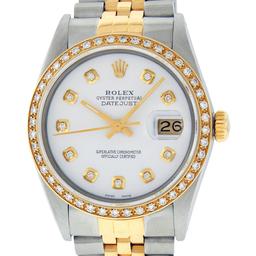 Rolex Mens Two Tone Diamond Dial Datejust Wristwatch