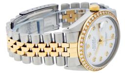 Rolex Mens Two Tone Diamond Dial Datejust Wristwatch