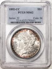 1892-CC $1 Morgan Silver Dollar Coin PCGS MS62 Nice Toning