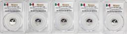 Lot of (5) 2016-Mo Mexico Proof 1/20 oz Silver Libertad Coins PCGS PR70DCAM