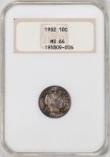 1902 Barber Dime Coin NGC MS64 Amazing Toning Old Holder