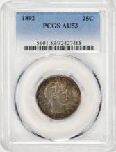 1892 Barber Quarter Coin PCGS AU53 Nice Color