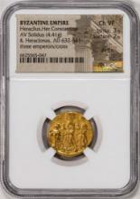 AD 632-641 Byzantine Empire Heraclius Her Constantine AV Solidus Gold Coin NGC Ch VF